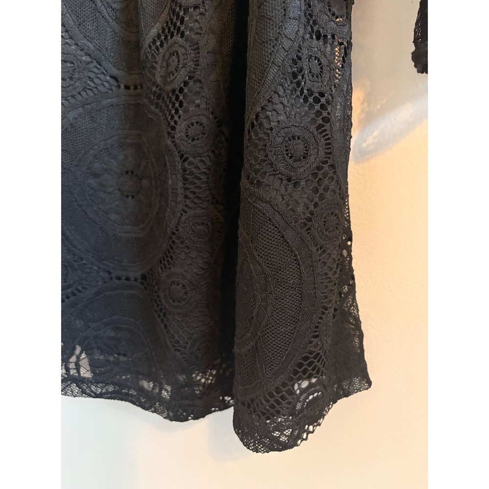 Lildy Full Lace Tunic Black Floral Bell Sleeve Off Shoulder Boho Top NWT L-XL - Picture 8 of 8
